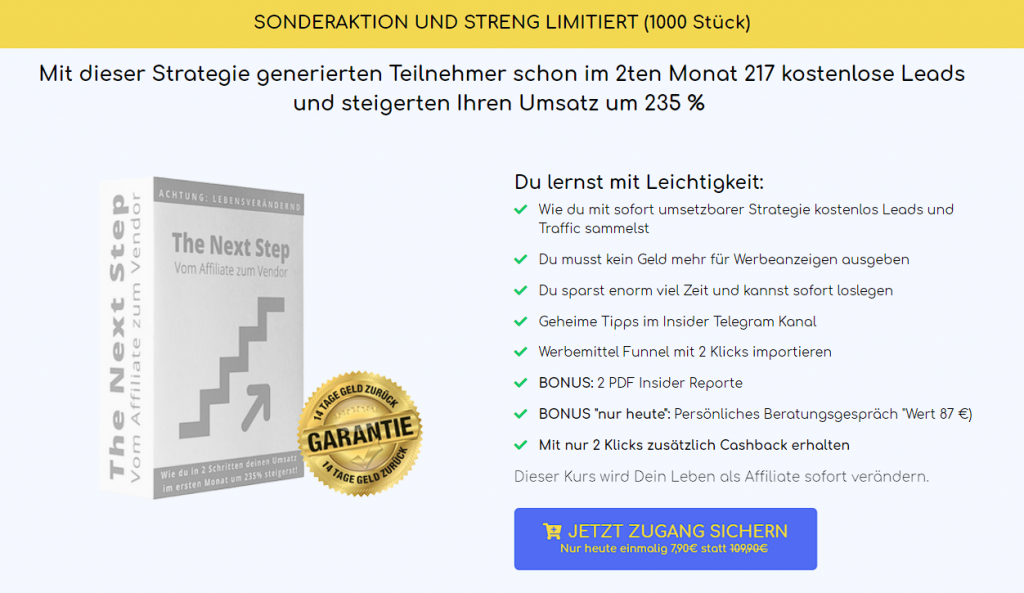 The Next Step Vom Affiliate zum Vendor Erfahrungen