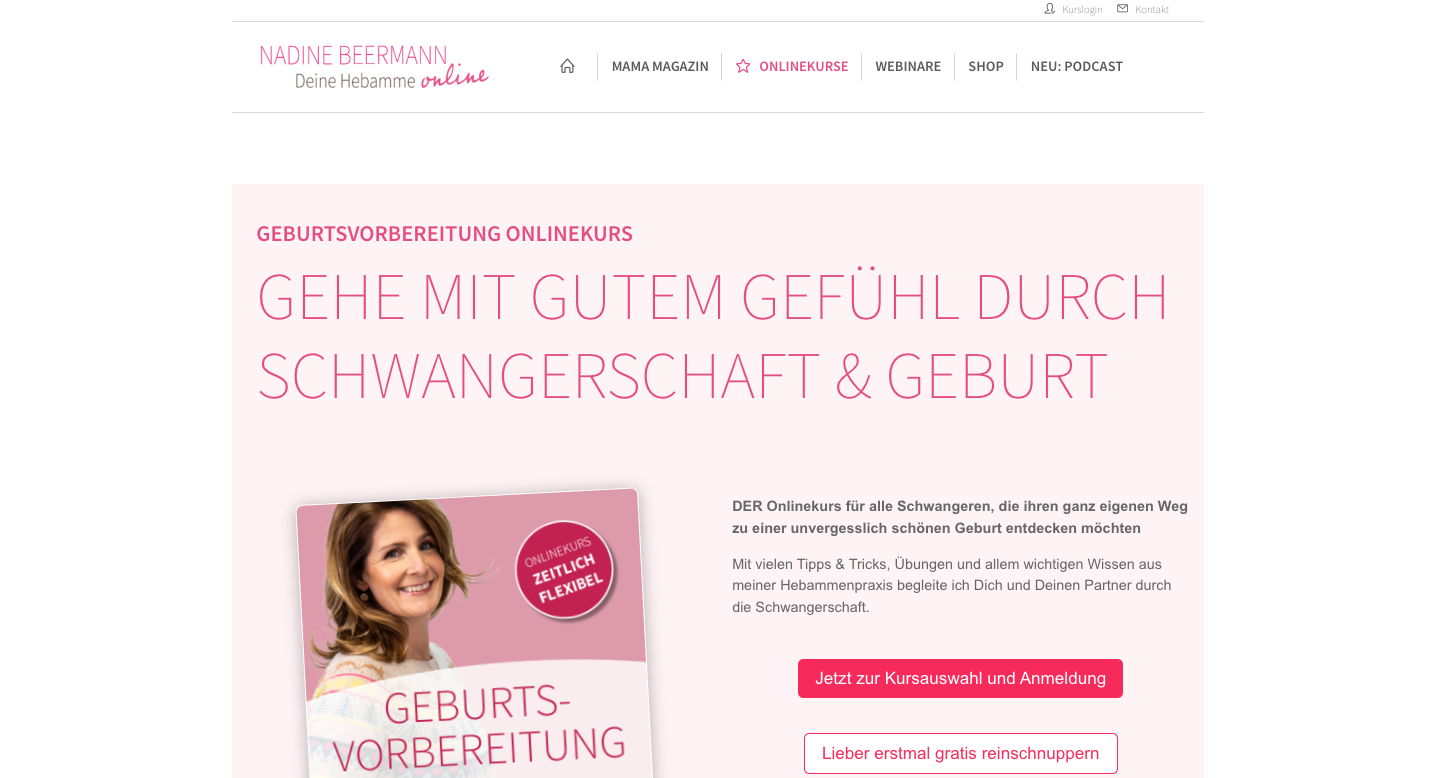 Geburtsvorbereitung Onlinekurs mit Nadine Beermann Erfahrungen