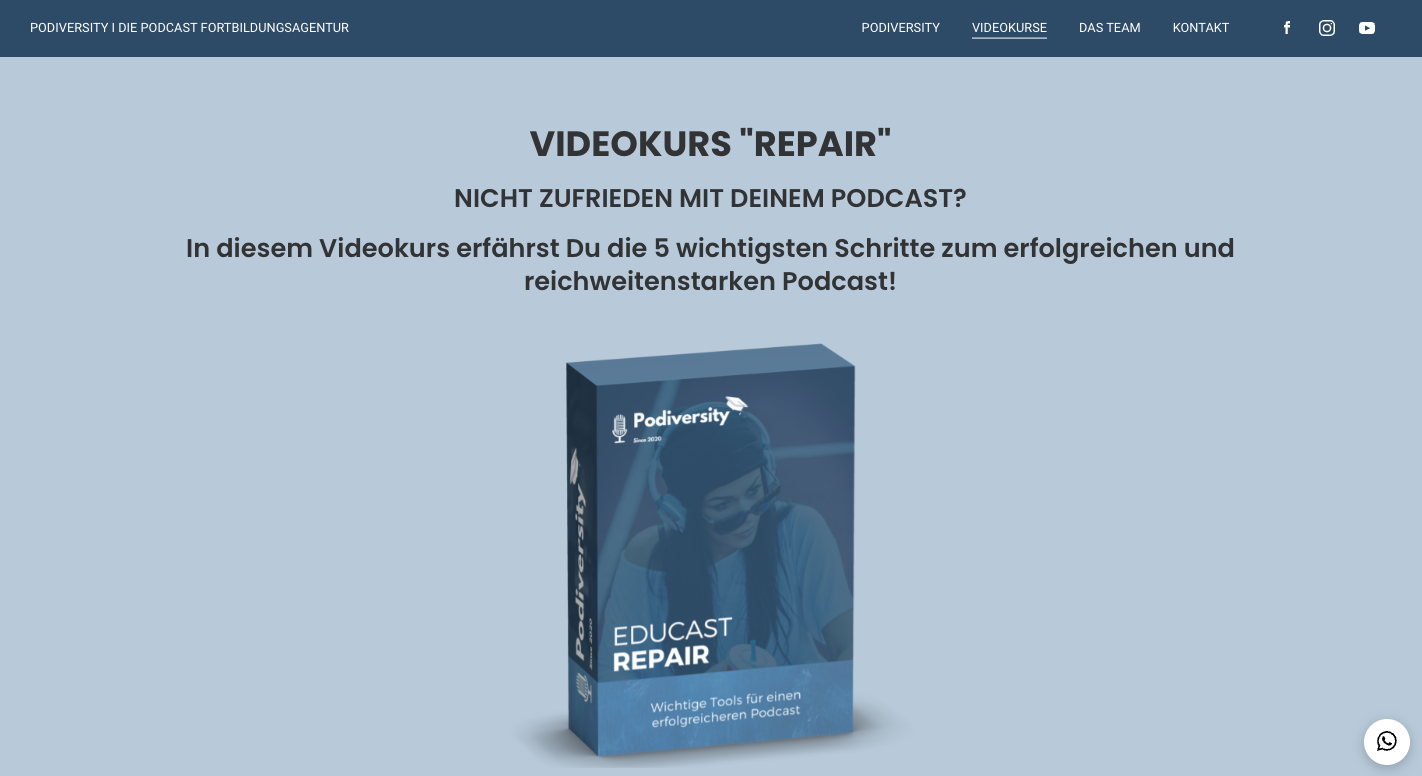 Videokurs Repair Podcast von Podiversity Erfahrungen