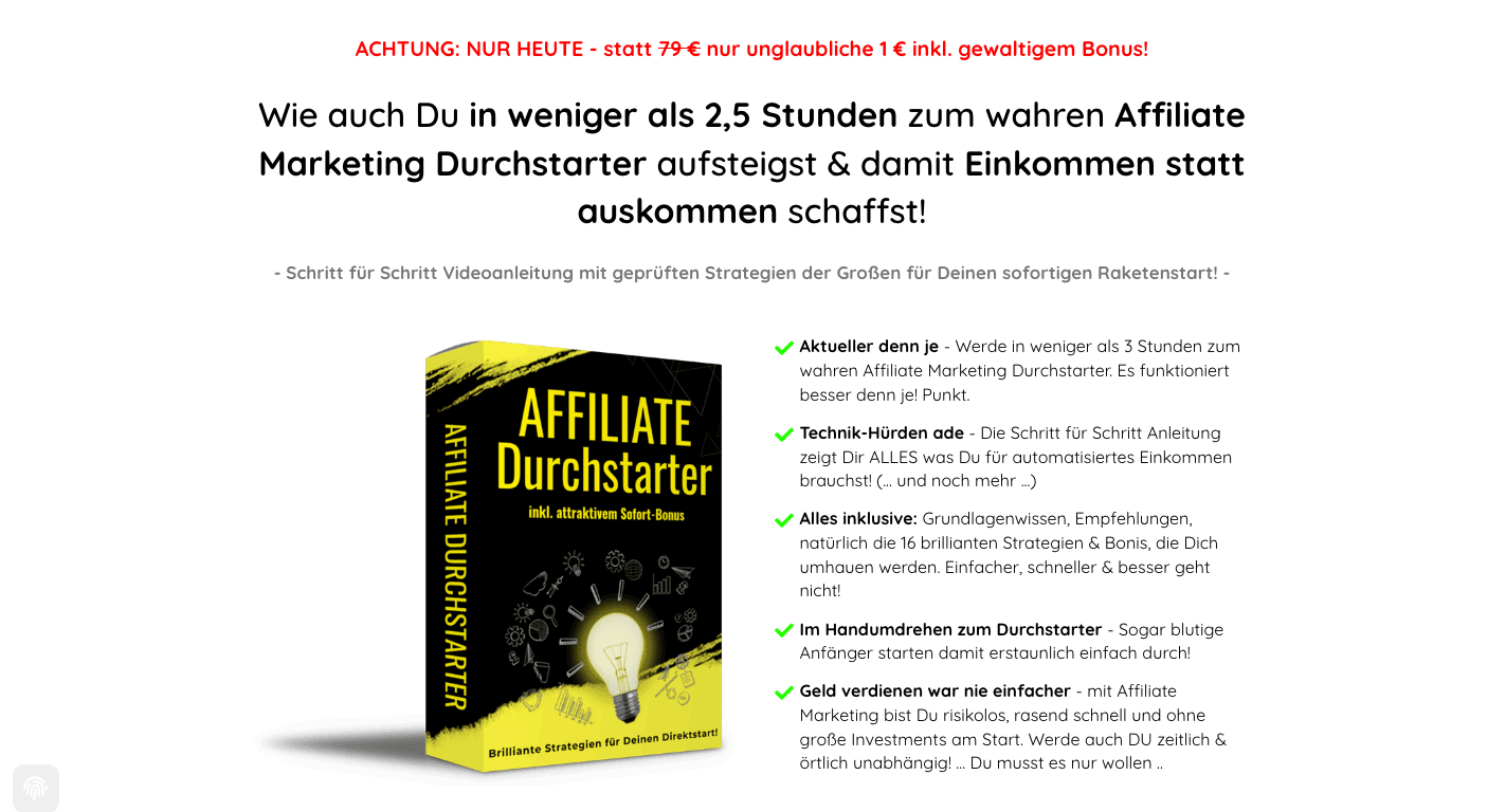 Affiliate Marketing Durchstarter Erfahrungen