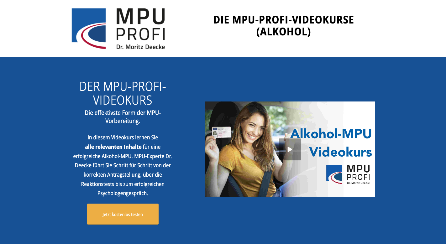 MPU Profi Videokurs (Alkohol) von Dr. Moritz Deecke Erfahrugnen 