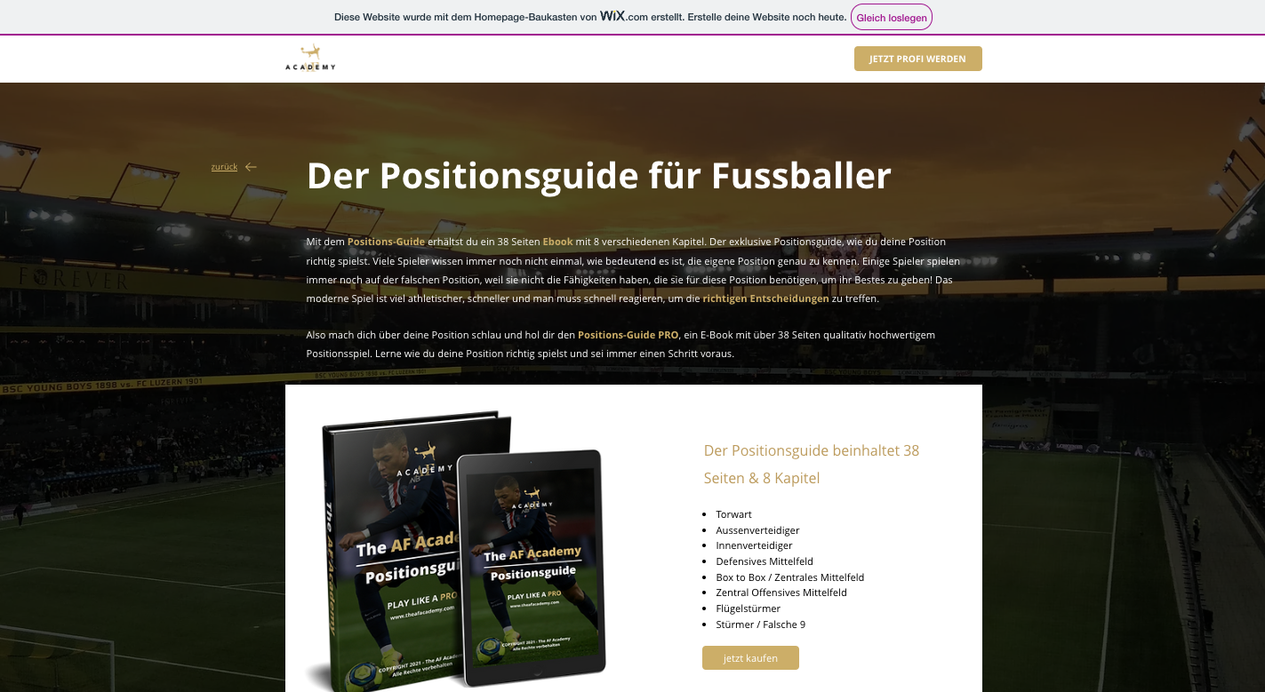 The AF Academy Positionsguide für Fussballer Erfahrugnen