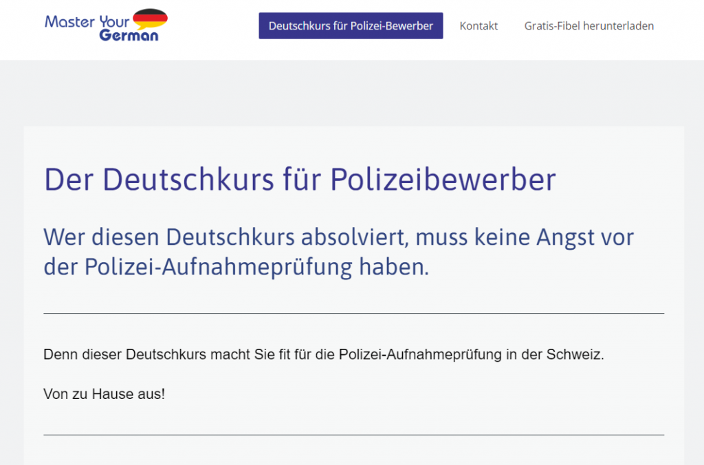 Deutschkurs für Polizeibewerber von Master your German Erfahrungen