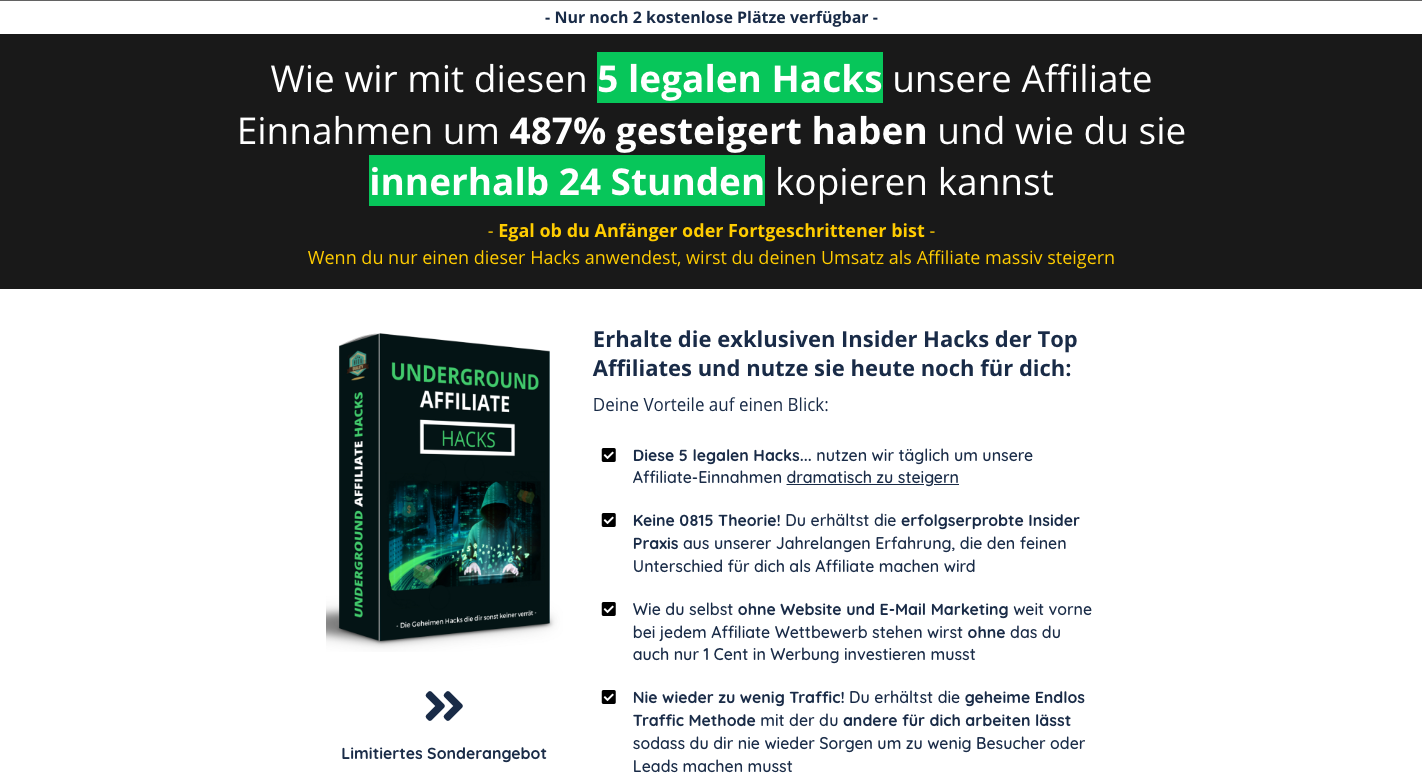 Die Underground-Affiliate Hacks Erfahrugnen Cover Picture