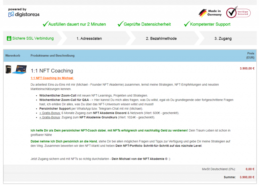 1:1 NFT Coaching by Michael Erfahrungen