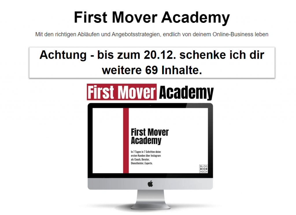 First Mover Academy Erfahrungen
