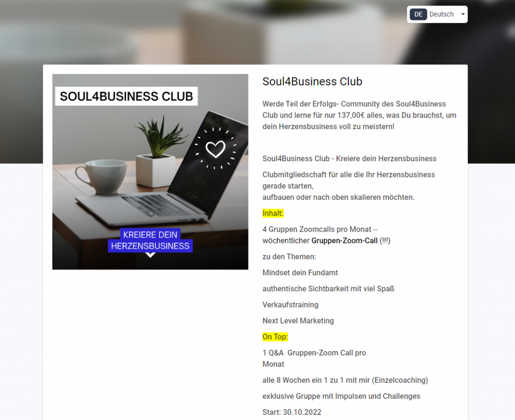 Soul4Business Club Erfahrungen