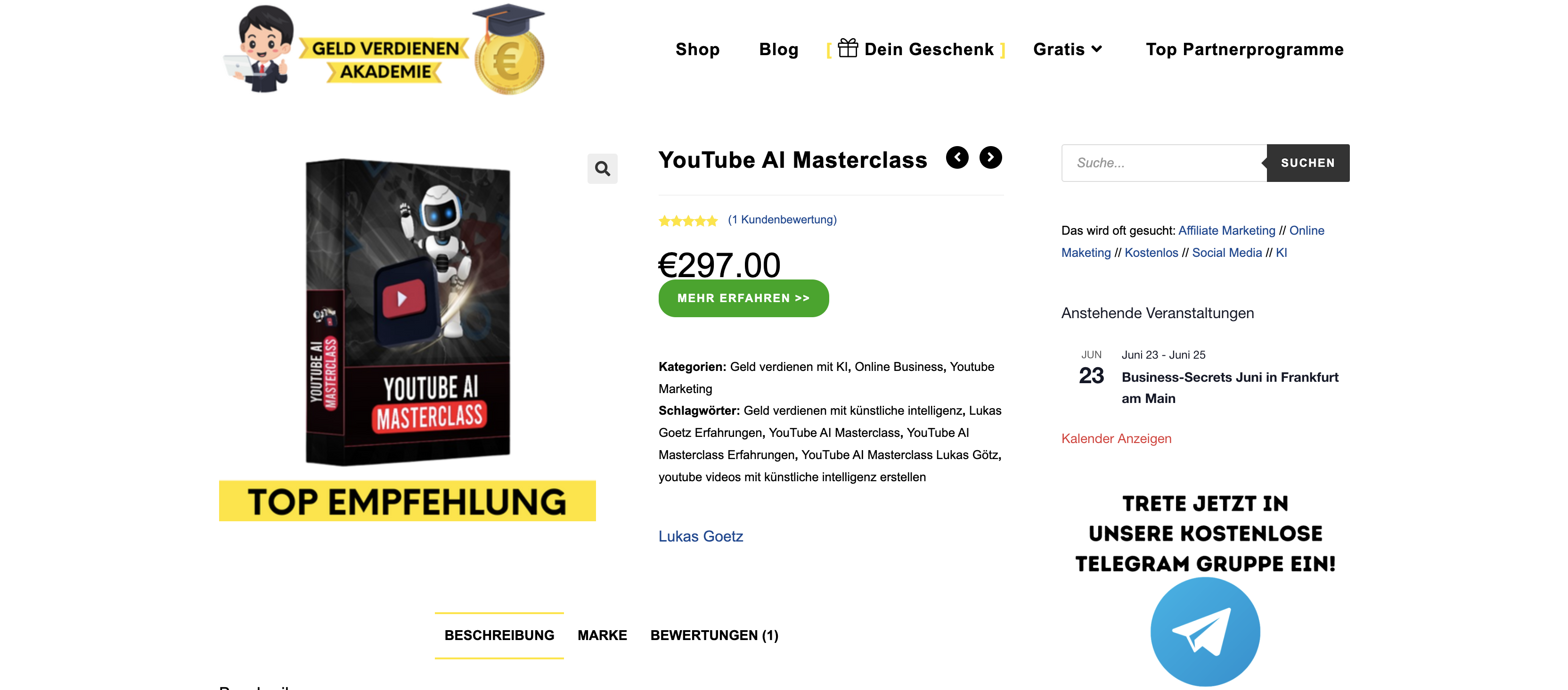 
AI Youtube Masterclass Erfahrugnen