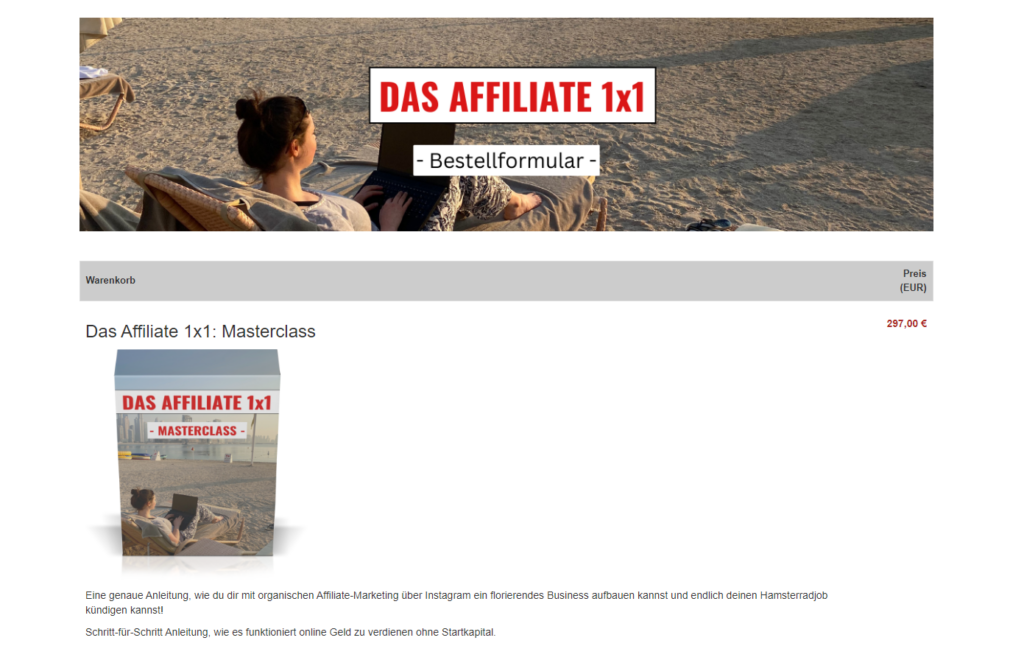 Das Affiliate 1x1 Masterclass von Affiliate Franzi Erfahrungen