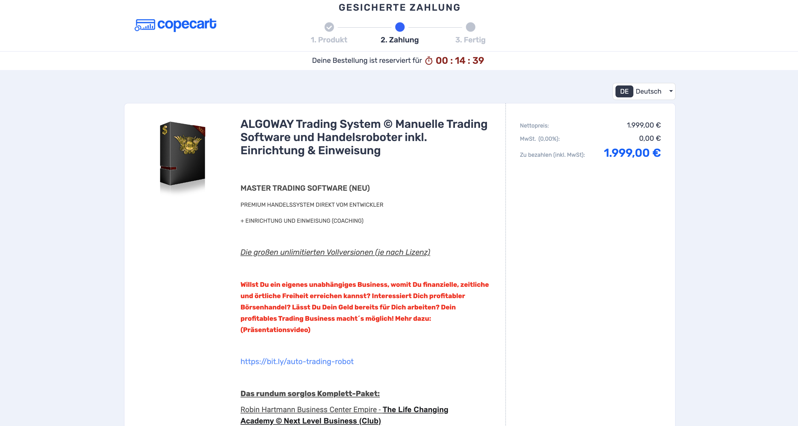 ALGOWAY Trading System von Robin Hartmann Erfahrungen
