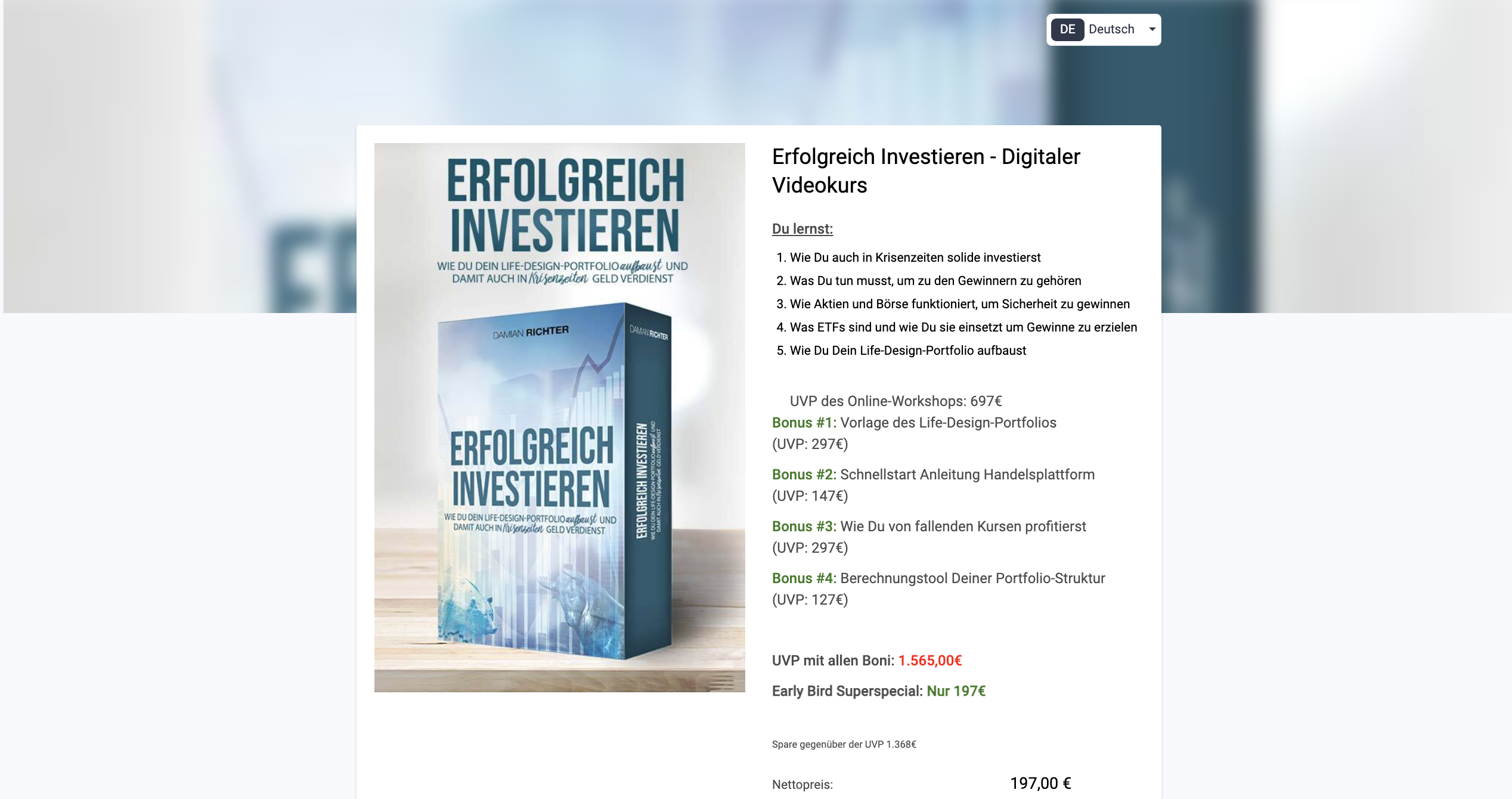 Erfolgreich Investieren von Damian Richter Erfahrungen