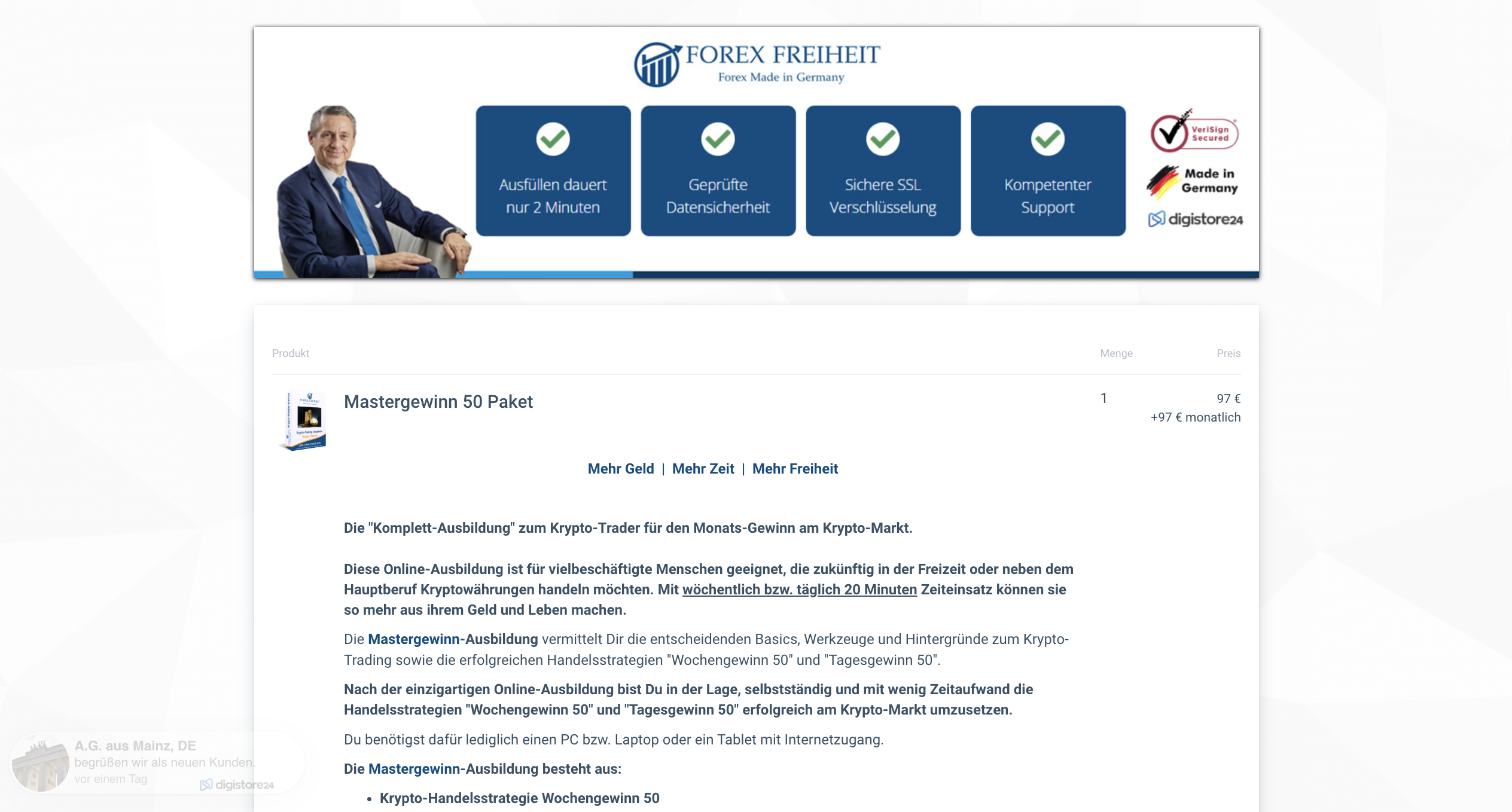 Krypto Trading Akademie Master-Gewinn von Forex Freiheit Erfahrungen