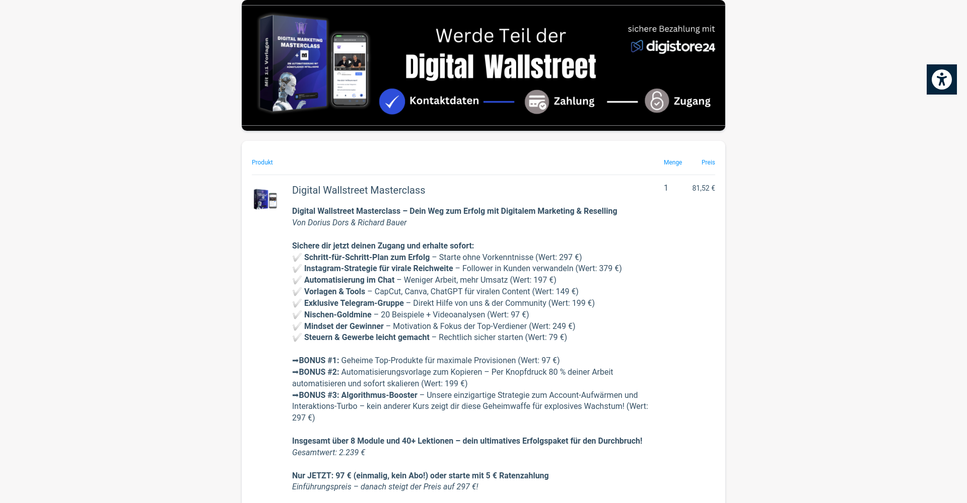 Digital Wallstreet Masterclass